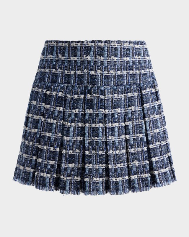 Emilie Frayed Textured Denim Tweed Mini Skirt